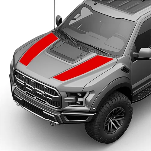 Vista 7 de Hood Blackout Racing Stripes - Kit de calcomanías de vinilo compatible con Ford F150 Raptor 2014-2020 (estilo 1, azul)