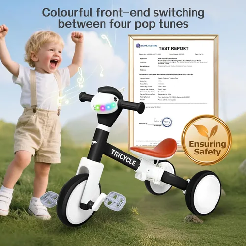 Vista 7 de Bicicleta de equilibrio para niños y niñas, triciclo para niños pequeños de 1 a 5 años, triciclo para niños pequeños con luz y música frontal