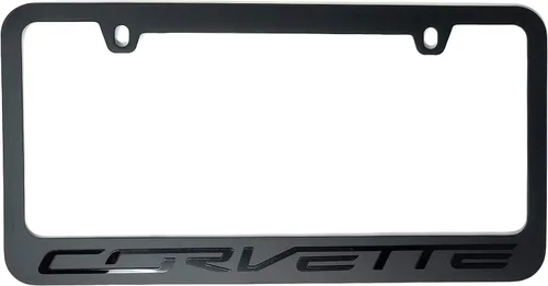 Vista 5 de Marco de placa de matrícula C7 Corvette Stealth - Negro con escritura Corvette negra