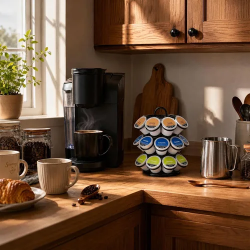 Vista 2 de Soporte giratorio para cápsulas Keurig, soporte para tazas K de alta