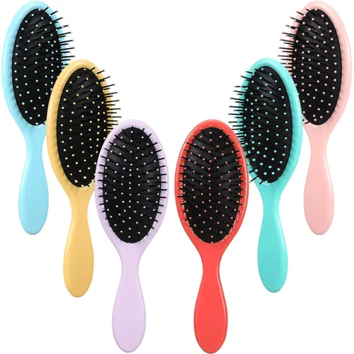 Vista 8 de Nuenen 6 piezas de cepillo desenredante húmedo para cabello seco, cepillo desenredante con cerdas suaves para mujeres, hombres, niñas y niños (negro)
