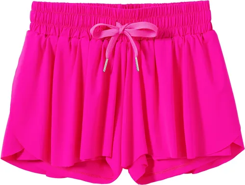 Vista 2 de Pantalones cortos holgados con cordón para niñas, pantalones cortos deportivos para correr, deportes, gimnasia para 6 a 12 años