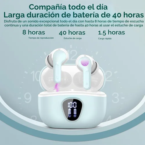 Vista 4 de Auriculares inalámbricos, Bluetooth 5.4 Auriculares estéreo de alta fidelidad, auriculares Bluetooth
