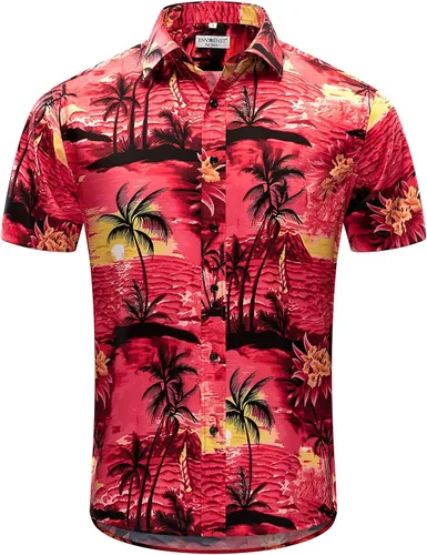 Vista 2 de ENVMENST Hawaiian Shirt for Men Short Sleeve Beach Printed Summer Button Down Aloha Shirt(S-3XL)