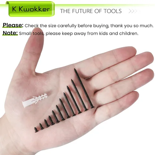 Vista 7 de Tornillos autorroscantes M3 Kit surtido de tornillos para madera de 0.236 in a 1.969 in, puntas Phillips de cabeza plana, tornillos y anclajes