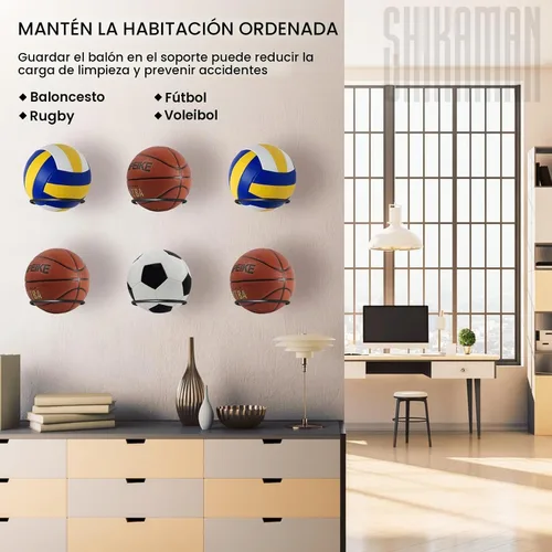 Vista 6 de Ball Holder Wall Mount Bulk,Basketball Football Stand Ball Storage