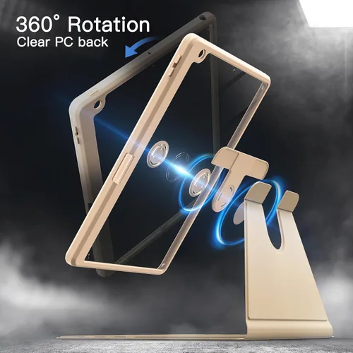 Vista 3 de JETech Funda giratoria para iPad 9/8/7 (10.2 pulgadas, modelo 2021/2020/2019, 9ª/8ª/7ª generación) con soporte para lápiz, rotación de 360 grados