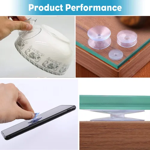 Vista 5 de Pawfly Paquete de 20 ventosas de doble cara de 0.8 pulgadas de PVC transparente de plástico para espejo de mesa de vidrio