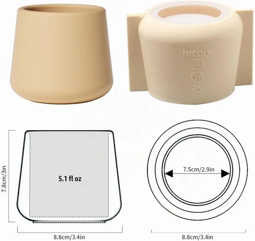 Vista 2 de BOOWAN NICOLE Tarros de velas Moldes de hormigón, moldes de silicona trapezoidales para olla de vela con tapas para decoración del hogar (SH0974-1)