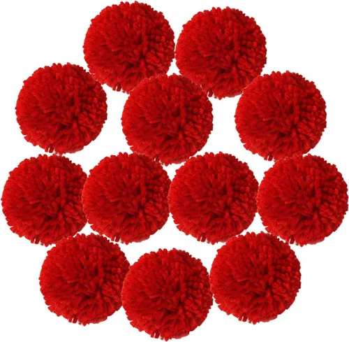 Vista 7 de Paquete de 12 pompones de hilo para sombreros 8CM-3PULADAS Suministros de fiesta Arte y manualidades hechas a mano Accesorios decorativos (Negro)