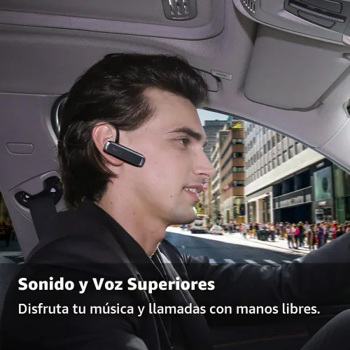 Vista 2 de Auricular Bluetooth, manos libres, auricular Bluetooth inalámbrico con 18 horas de reproducción y micrófono con cancelación de ruido para iPhone