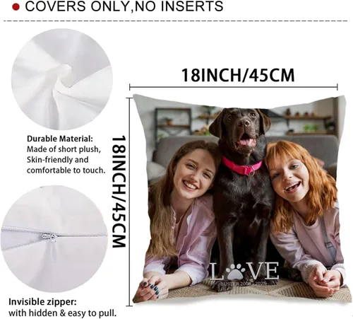 Vista 3 de Custom Memory Pillow Case Created with a Single Photo and Your Chosen Words Forming a comforting Cushion That Also Makes a Thoughtful Gift