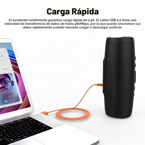 Vista 5 de Cable micro USB para JBL Charge 3, Charge 2, Charge 2+, Flip 4, Flip 3