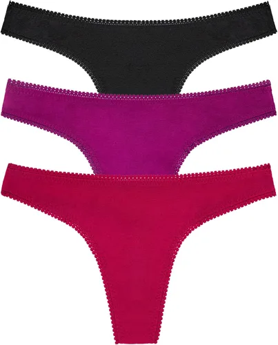 Vista 6 de OnGossamer Tanga G de malla OnGossamer para mujer, paquete de 3 Negro