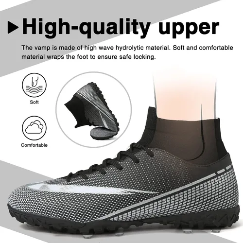 Vista 2 de CBUSTER Tacos de fútbol para hombre, de caña alta, para mujer, AG TF