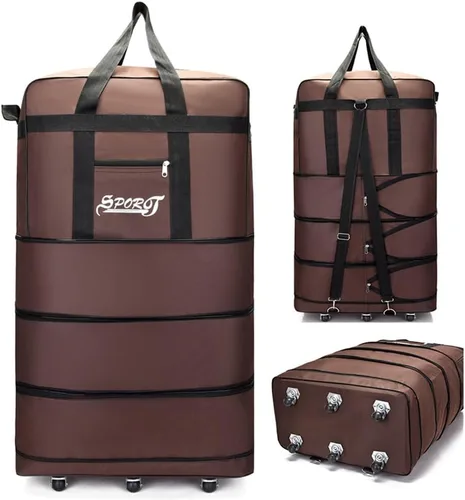 Vista 11 de Bolsa de lona Oxford de viaje expandible extra grande con ruedas Negro