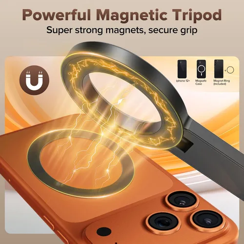 Vista 4 de Trípode magnético para selfie de 64 pulgadas, soporte de trípode de apertura automática con soporte giratorio de 360° para teléfono de viaje