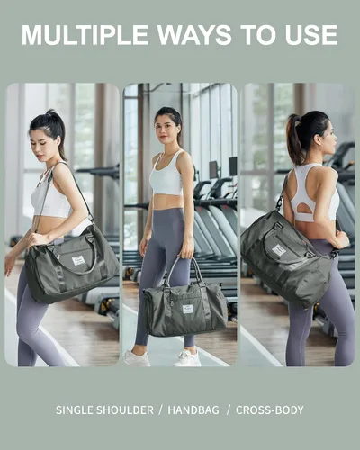 Vista 3 de Bolsa de lona de viaje, bolsas de fin de semana para mujeres y hombres, bolsa de transporte durante la noche, bolsa de hospital, bolsa de gimnasio