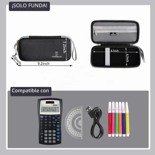 Vista 6 de Estuche de viaje rígido de repuesto para CASIO PRIZM FX-CG50/CASIO FX-9750GIII/Texas Instruments TI-34/Texas Instruments BA II, calculadora gráfica