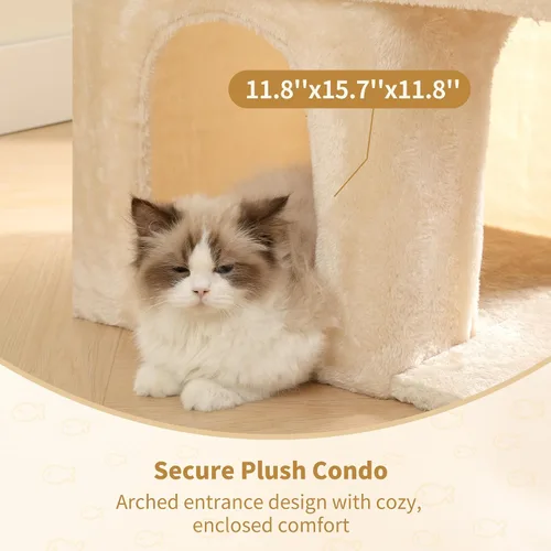 Vista 4 de Heybly Árbol para gatos, torre para gatos de 14 pulgadas con cama de percha grande y condominio para gatos de interior para adultos grandes, casa