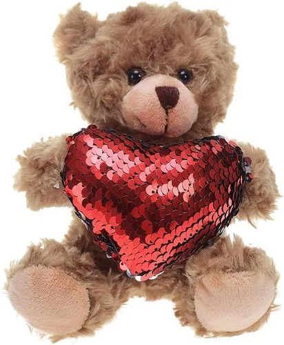 Vista 16 de Plushland Oso de Peluche Mocha Corazón - Sé Mío - Oso de Peluche para Niños y Adultos - Almohada de Corazón Bordado - Marrón - 6 pulgadas