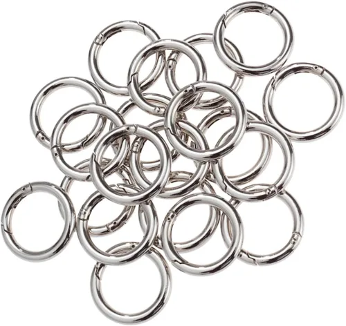Vista 6 de TEHAUX 20 piezas Llavero Accesorios Mosquetón Acero Inoxidable Anillos de Salto de Acero Inoxidable Clip Mosquetón Redondo Metal O Anillo Anillo