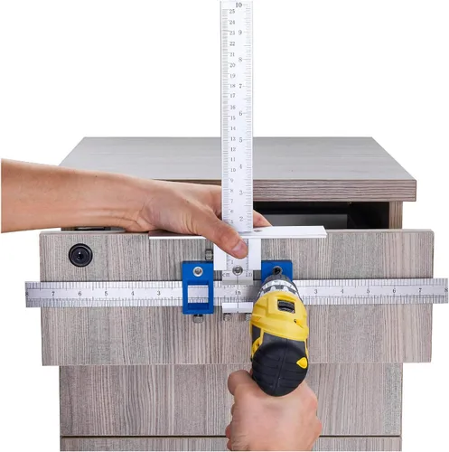 Vista 3 de TOURACE Plantilla de Herrajes de Gabinete para Manijas y Perillas Guía de Taladro de Aleación de Aluminio Manga Guía Tirador de Cajón Herramientas