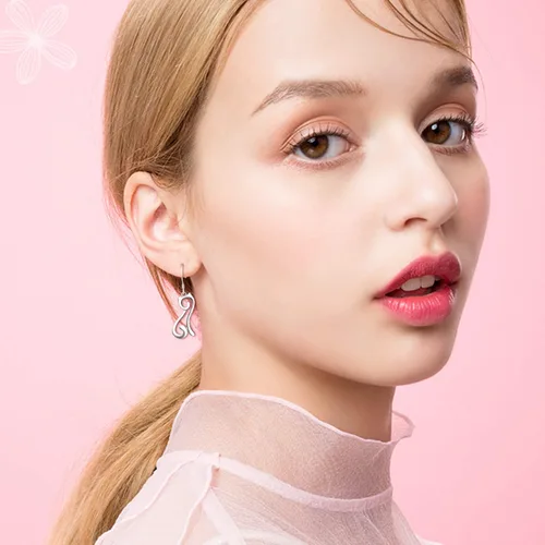 Vista 2 de Pendientes de gato de plata de ley 925, aretes de delfín, aretes de dinosaurio, aretes de caballo para mujeres y adolescentes