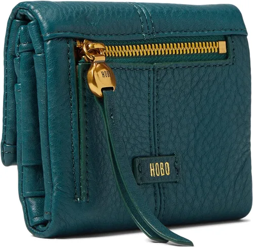 Vista 2 de HOBO Keen Mini billetera triple para mujer, construcción de cuero con forro de algodón y múltiples ranuras para tarjetas, billetera elegante