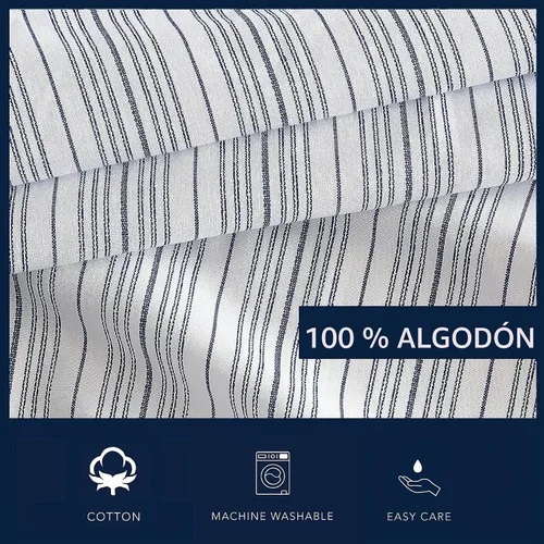 Vista 4 de Nautica - Juego de fundas de almohada estándar, ropa de cama de percal de algodón, decoración casual para el hogar (Beaux Stripe Blue, 2 piezas)
