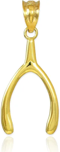 Vista 2 de Collar con colgante de hueso pulido de oro de 14 quilates con dije de buena suerte
