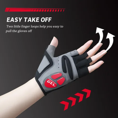 Vista 3 de Guantes de ciclismo, guantes de ciclismo acolchados de gel para hombres, antideslizantes, absorben los golpes, ligeros y transpirables, diseño