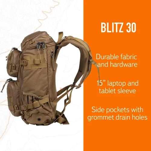 Vista 5 de Mystery Ranch Mochila Blitz 30 - Mochila táctica Molle para senderismo, 30L, Coyote