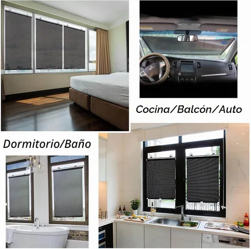 Vista 5 de Persianas enrollables opacas con protección solar, sin taladrar, cortinas enrollables para ventanas, pantallas de privacidad, persianas retráctiles