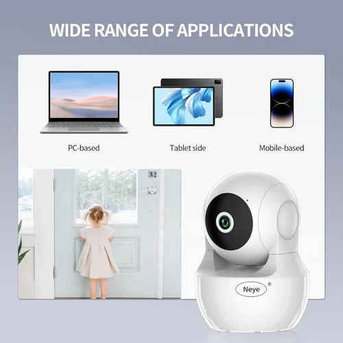 Vista 3 de N_EYE Cámara de seguridad WiFi para el hogar, monitor de bebé, cámara IP inalámbrica con visión nocturna, almacenamiento en la nube de audio