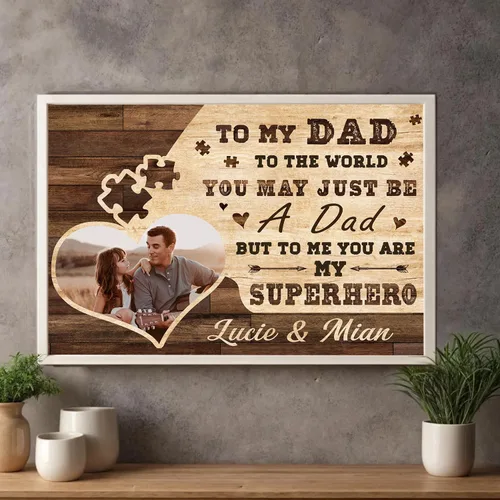 Vista 20 de Lienzo personalizado para papá con fotos, lienzo para el día del padre de parte de la hija, regalos de papá de parte de un hijo, arte de pared feliz