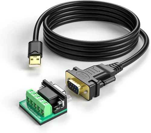 Vista 7 de Convertidor USB a RS232 RS485 RS422, cable adaptador USB 2.0 a serie con chip FT232RL, DB9 macho a USB-A para comunicación industrial, POS, CNC