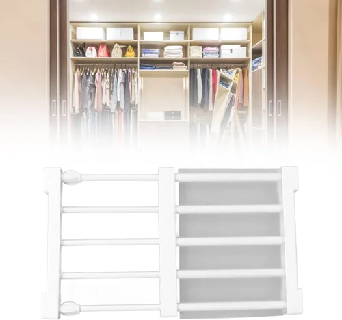 Vista 8 de HERCHR Estante de tensión expandible, ajustable, resistente, organizador de armario, sin clavos, divisor de armario para armario, cocina, armario