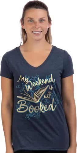 Vista 9 de My Weekend is All Booked - Camiseta con cuello en V para mujer