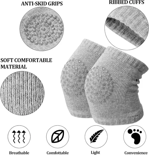 Vista 3 de Juego de 10 pares de rodilleras antideslizantes para bebés y calcetines antideslizantes para bebés, unisex para niños pequeños, calcetines