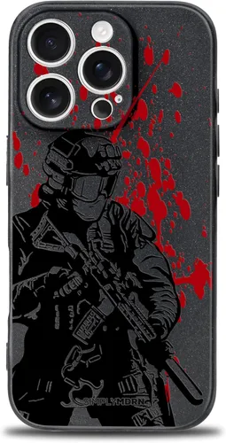 Vista 13 de SIMPLYMDRN Funda delgada para iPhone 12 Pro Max, diseño de guerrero, funda genial para hombres, funda de soldado de combate, delgada y flexible