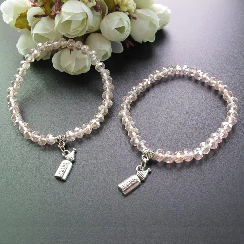 Vista 8 de WE Pulsera elástica de cristal rosa para baby shower (12 piezas)