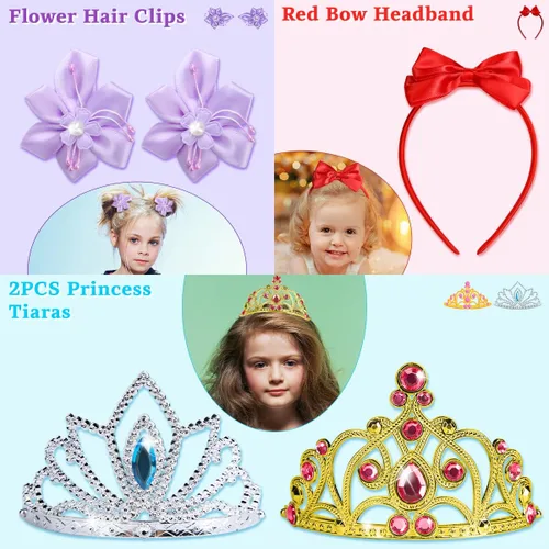 Vista 7 de Meland Disfraz de princesa para niñas pequeñas, disfraz de princesa, regalo para niñas de 3 a 8 años, juego de simulación