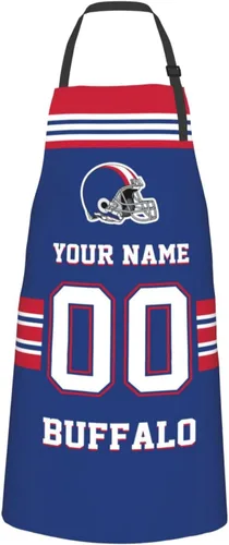 Vista 24 de Delantales personalizados del estilo del fútbol, delantal personalizado de la cocina del nombre y del número, delantales impermeables modificados