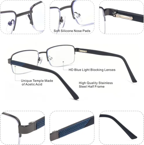 Vista 5 de Missfive Lentes de Lectura Multifocales Premium para Hombres 0x en la Parte Superior Central, Bloqueo de Luz Azul Lejos/Medio/Cerca Progresivos