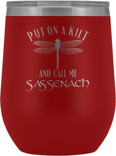 Vista 5 de Outlander Vaso de vino Put On A Kilt and Call Me Sassenach de 12 onzas de acero inoxidable grabado, taza para bebidas frías y calientes, color negro