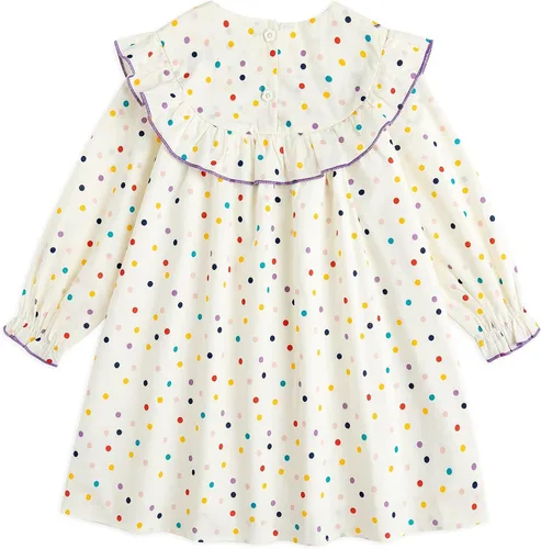 Vista 2 de Simplee kids Vestido casual para niñas pequeñas, vestido fruncido con estampado floral para primavera y verano de 1 a 6 años