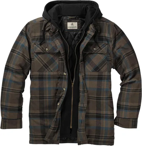 Vista 15 de Legendary Whitetails - Chaqueta Maplewood tipo camisa con capucha para hombre Cuadros de bisonte antiguo