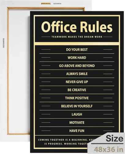 Vista 49 de Decoración de pared motivacional - 10 reglas para el zen - Arte colgante para oficina y dormitorio, decoración de pared inspiradora, obra de arte