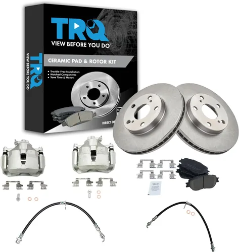 Vista 21 de TRQ Juego de pastillas de freno delanteras y rotores de cerámica, pinzas, mangueras, compatibles con Honda Odyssey 2005-2010